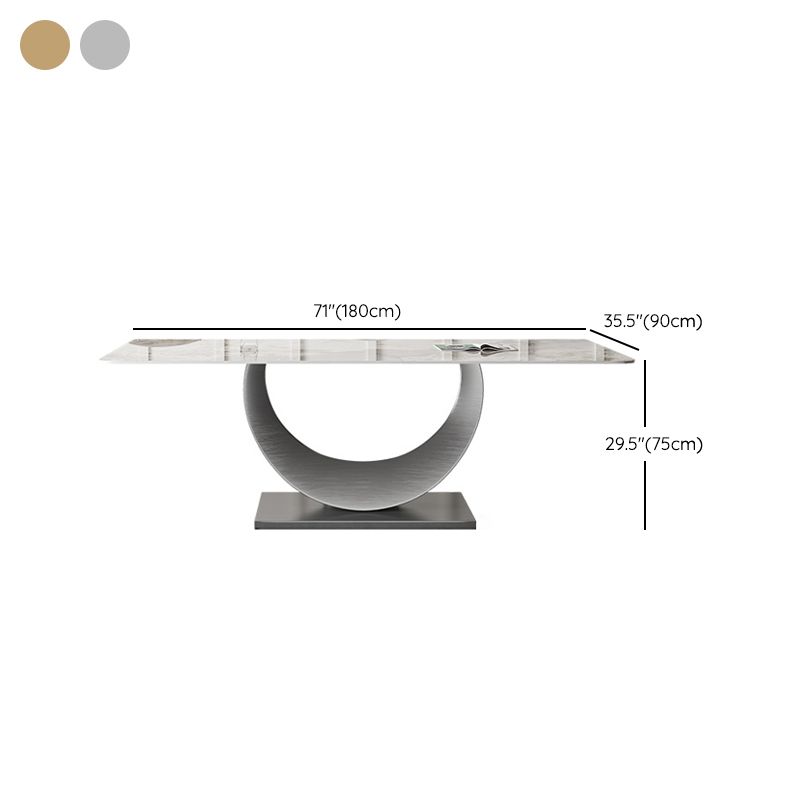 Industrial Dinner Table Stone Rectangle Dining Site Table for Dining Room