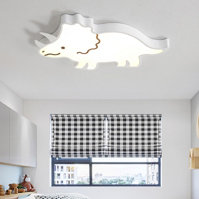 Éclairage encastré de conception de dinosaure jaune/blanc enfants LED lampe suspendue en acrylique pour chambre d'enfants, lumière chaude/blanche