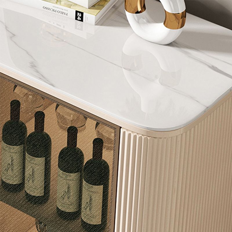 Wood and Stone Sideboard Buffet with 2 Shelves Glam Buffet Table