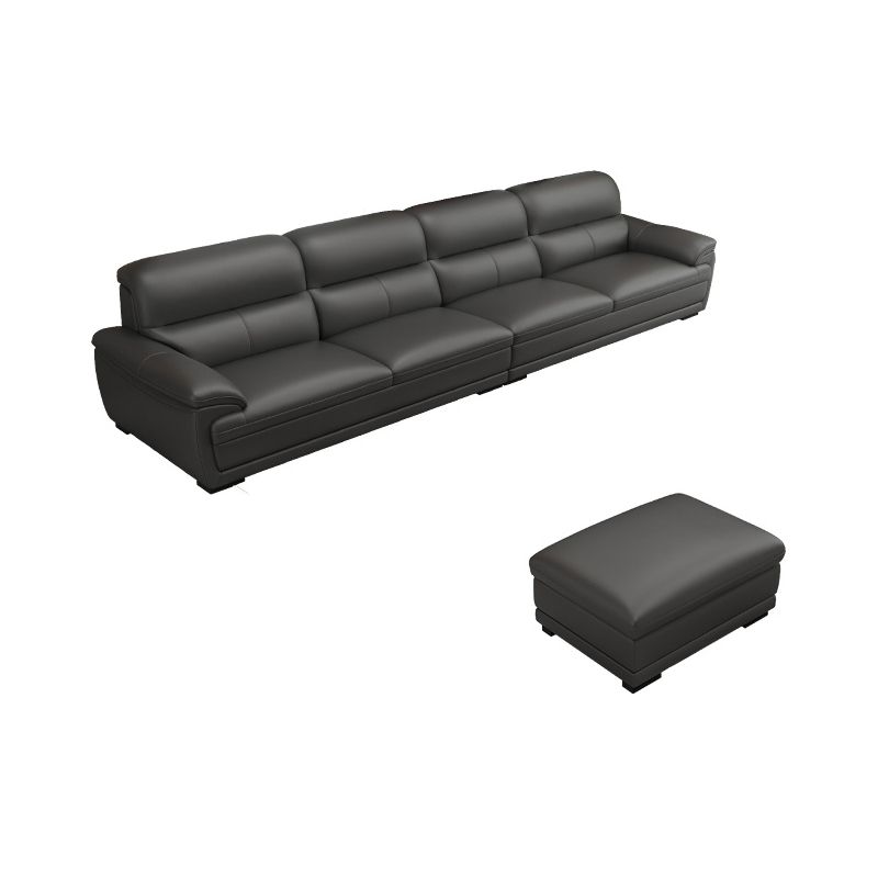 Leather Pillow Top Arm Sectional Sofa 36.22"High Cushion Back Sofa,Black
