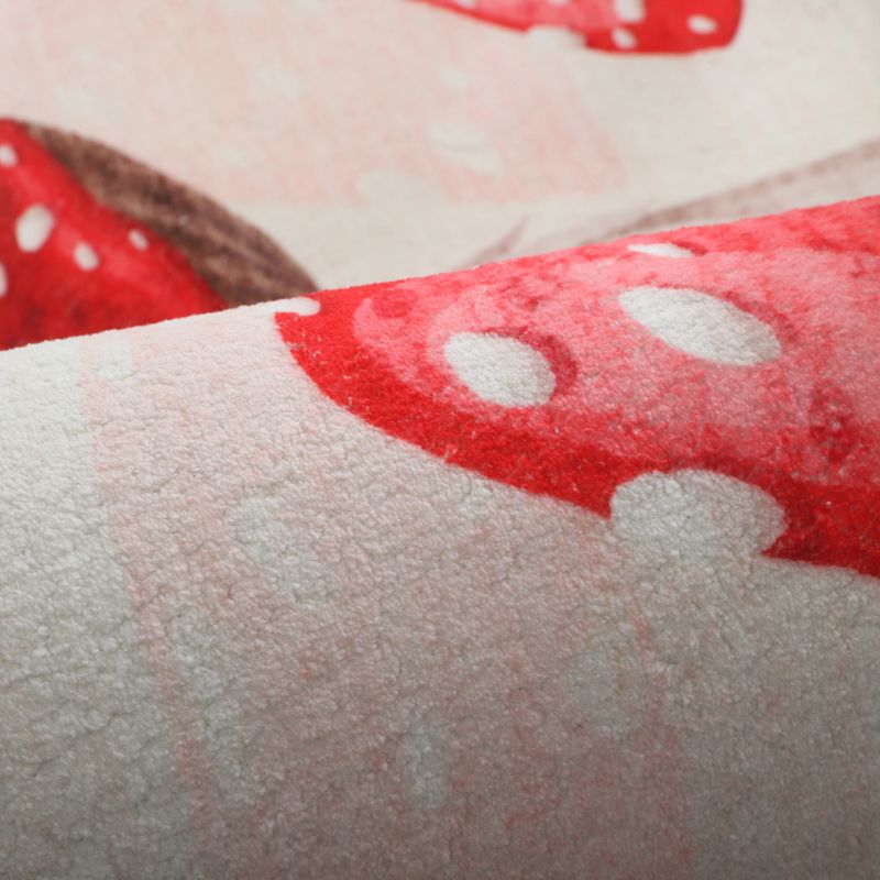 Red Modern Indoor Rug Blending Mushroom Area Rug Washable Rug for Home Decor