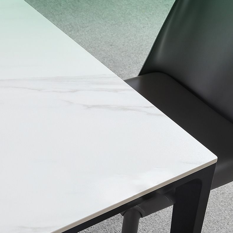 Standard Height Sintered Stone Top Dining Set with 4 Black Metallic Legs for Dining Furniture