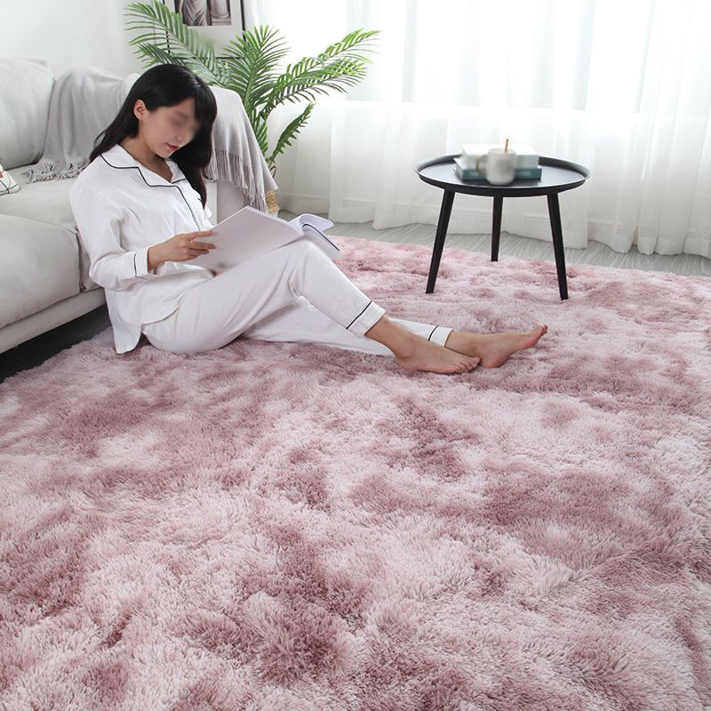 Minimalist Home Decor Carpet Tie Dye Pattern Rug Polyester Stain Resistant Shag Carpet