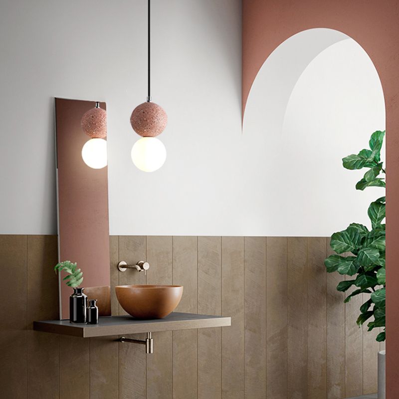 1-Light Spherical Hanging Pendant Modern Style Glass Hanging Lighting for Living Room