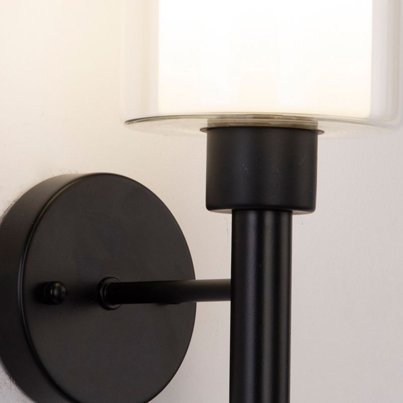 Contemporary Black/Golden Bathroom Vanity Light 1 Light Glass Bath Bar