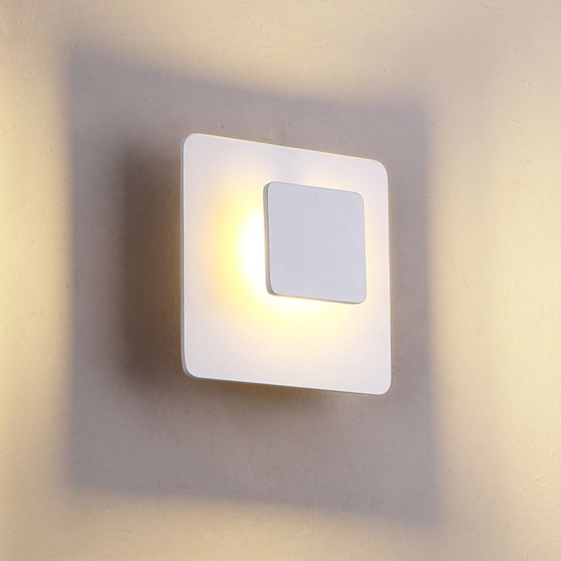 Squared Acrylic Wall Mount Contemporary LED White Sconce Lighting in White/Warm Light for Living Room