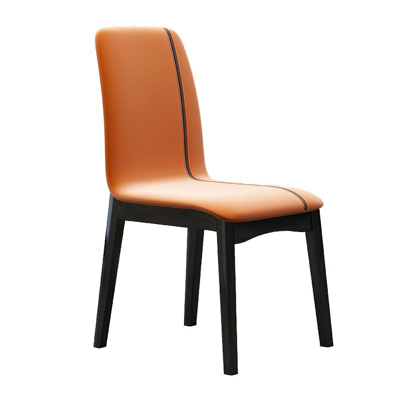 Sillas de comedor contemporáneas de piel sintética, silla de comedor sin brazos con respaldo sólido