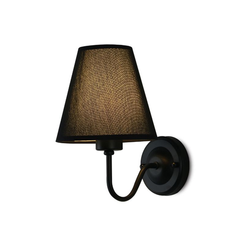 Modern Metal Wall Sconce Cone Shape Wall Light with Fabric Shade for Living Room