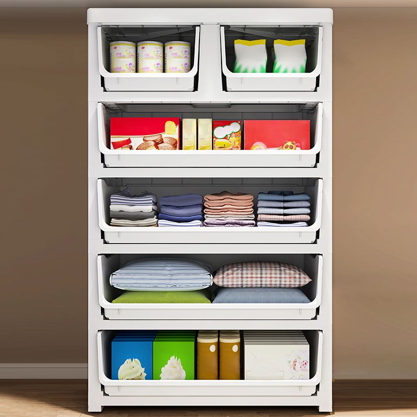 Contemporary Style Wardrobe Plastic Bedroom Wardrobe Closet With 6-Drawer