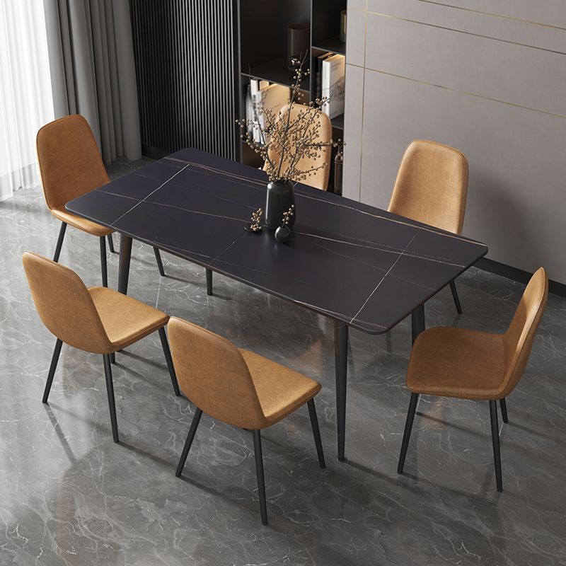 Stone Top Dining Table Industrial 4 Legs Dining Table for Dining Room