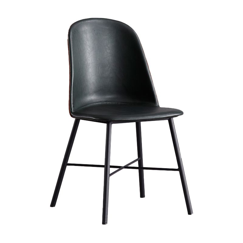 Sillas de comedor modernas sin brazos, respaldo sólido, silla lateral de comedor con patas negras (juego de 2)