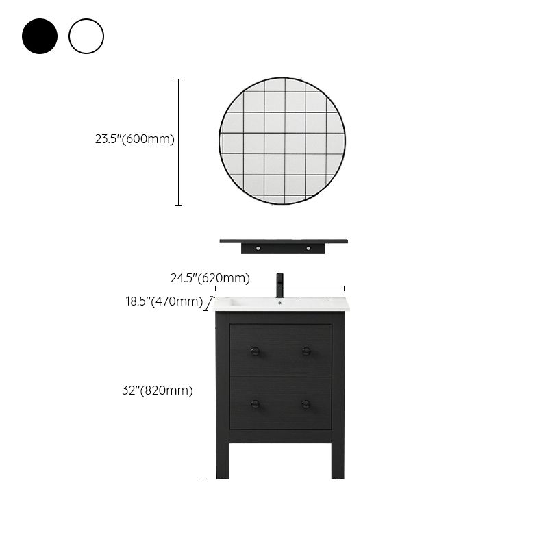 Freestanding Vanity Drawers Single Sink Rectangle Wood Frame Bathroom Vanity with Mirror