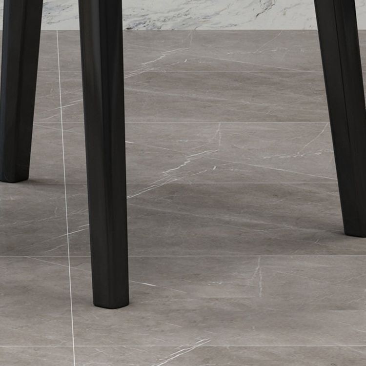 Industrial Rubberwood Solid Back Side Chair Matte Finish Leather Dining Chair with Black Legs