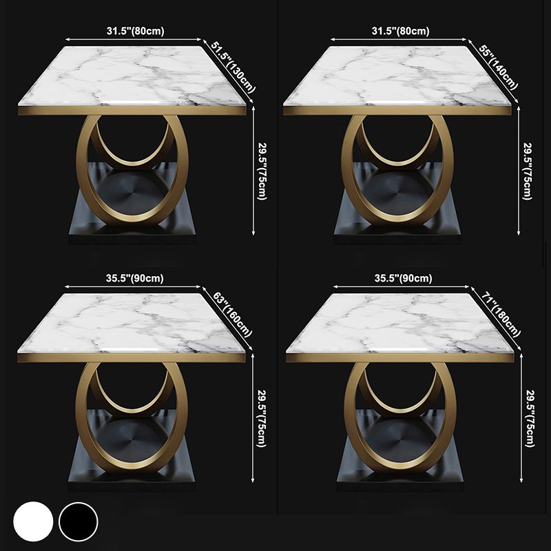 Metaal traditionele luxe rechthoek binnen tafel gesinterde stenen tafel met metalen schok