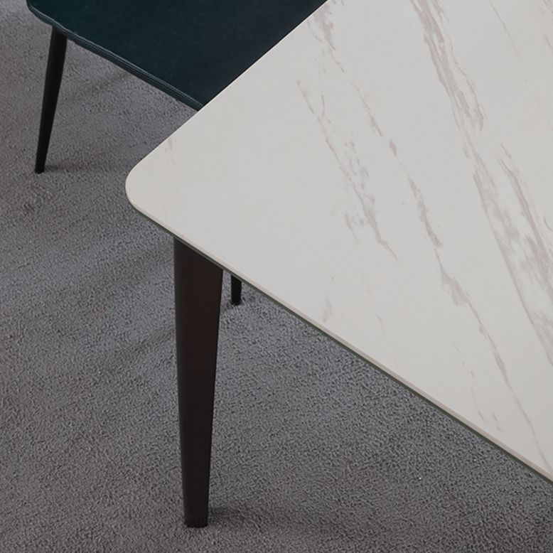 Mesa de comedor de piedra sinterizada, mesa rectangular de 4 patas de estilo lujoso para el hogar