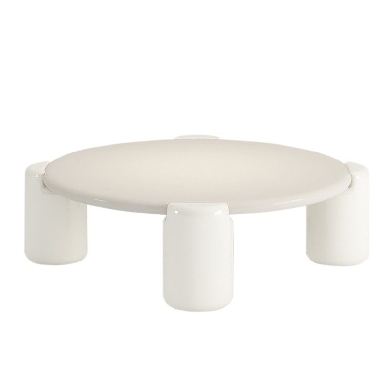 Round Wood Coffee Table White 4 Legs Cocktail Table for Home