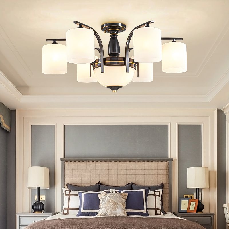 American Style Copper Ceiling Light Cylinder Shape Ceiling Lamp for Bedroom