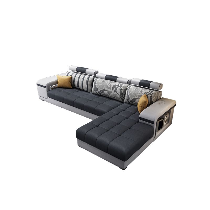Contemporary Square Arm Stain-Resistant Slipcovered Storage Sofa