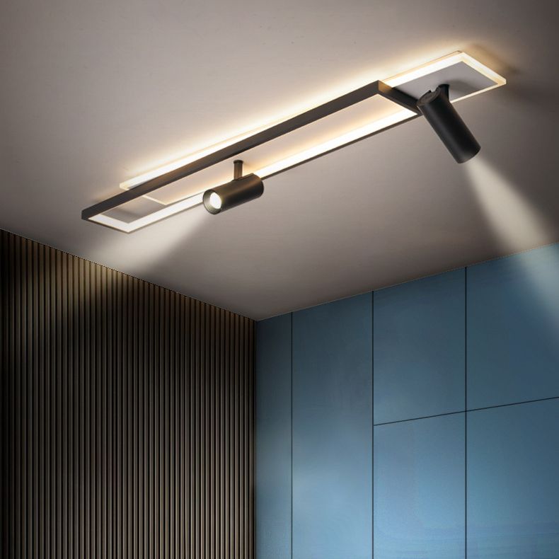 Nouveau Luminaire de plafond de salon linéaire de lumière affleurante de LED de fer moderne avec 2 projecteurs