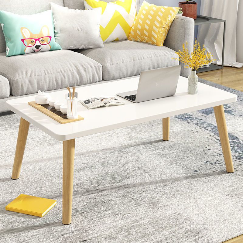 16.5"Tall 4 Legs Natural/ White Rectangular Wooden Table Top Coffee Table