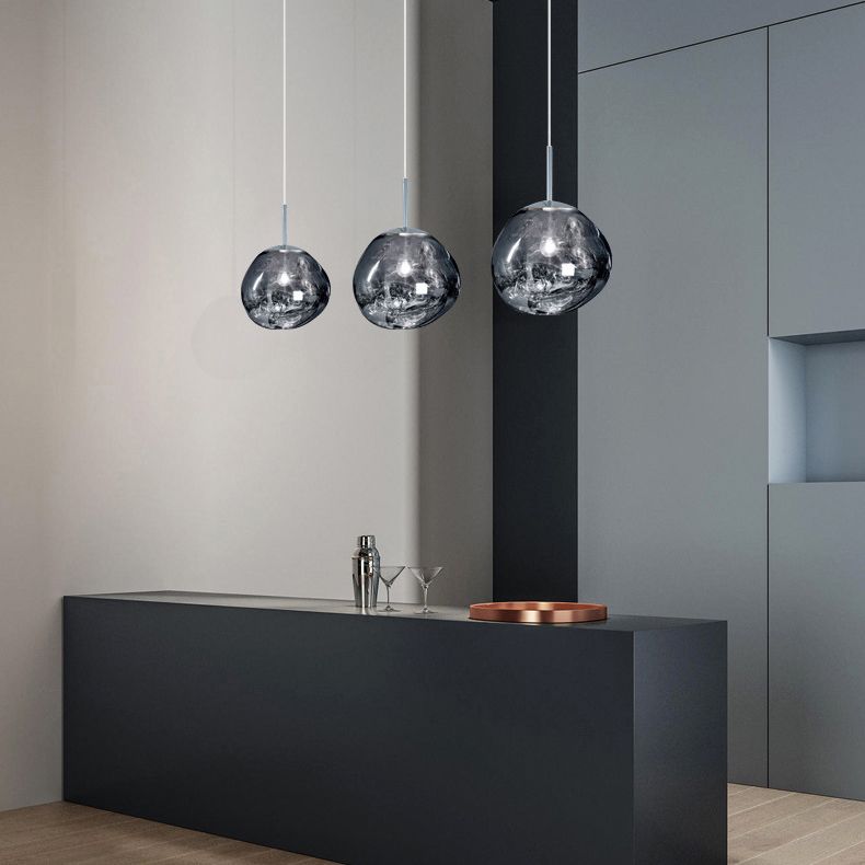 Irregular Electroplated Lava Glass Pendant Light 1 Lights Minimalist Post-modern Lighting Fixture for Restaurant Bar