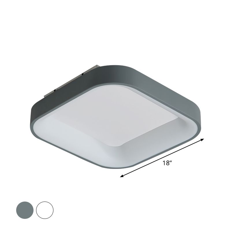 Gris / blanc boîtier carré encastré nordique 18 "/ 23,5" Large LED éclairage de plafond en métal, chambre à coucher chaude / lumière blanche