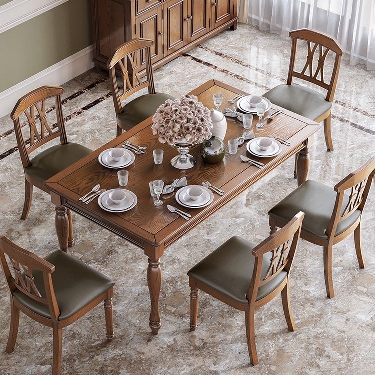 Traditional Solid Wood Dining Set Standard Height with Rectangle Top Dining Room Set