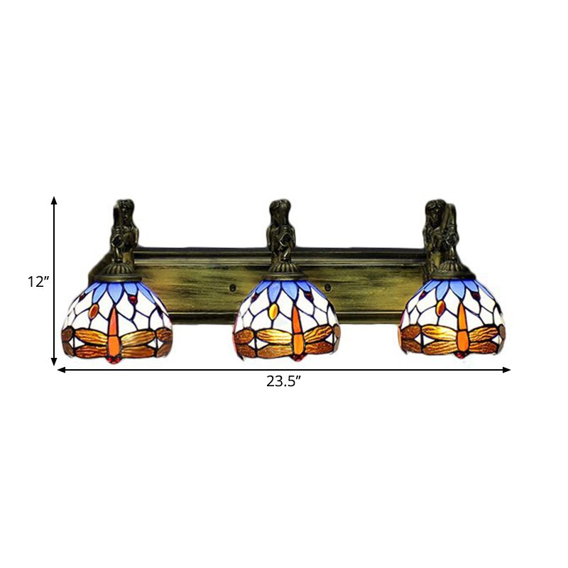 Brass Domed Wall Lighting Ideas Tiffany 3 Bulbs Stained Art Glass Wall Lights Fixture