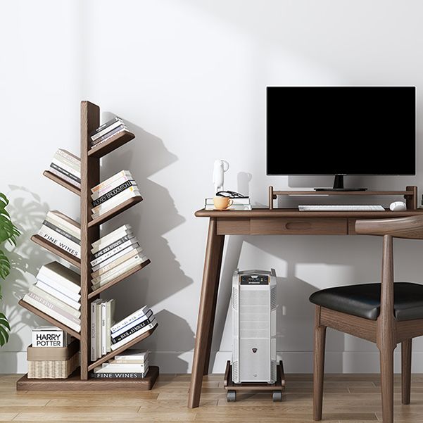 11.81" W Scandinavian Shelf Bookcase Antique Finish Bookshelf with Shelves