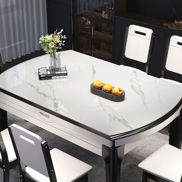 Modern Extendable Round Dining Table with Double Drop Leaf for Dining Room