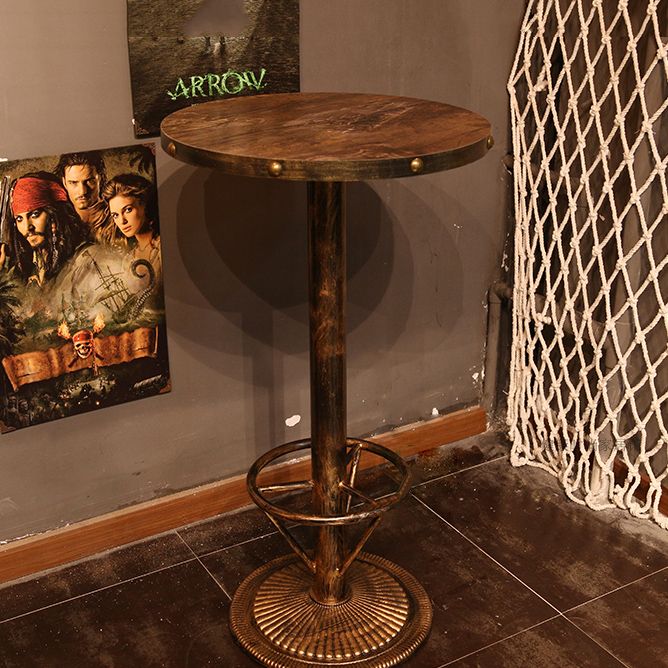 Industrial 1/2/3 Pieces Solid Wood Bar Table Set Round Bistro Set for Home Use