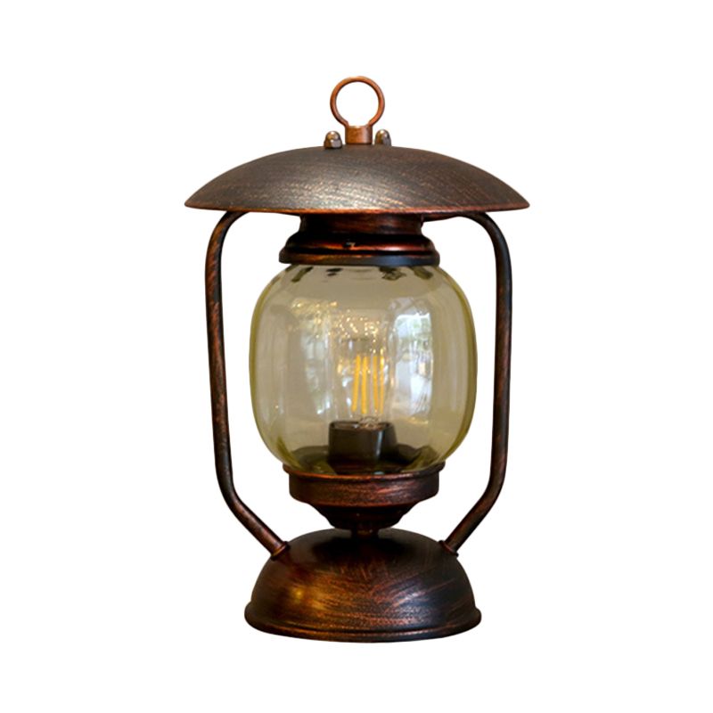 1 Table de kérosène léger Éclairage en laiton / cuivre en cuivre lampe de bureau en verre bronzé pour salle d'étude