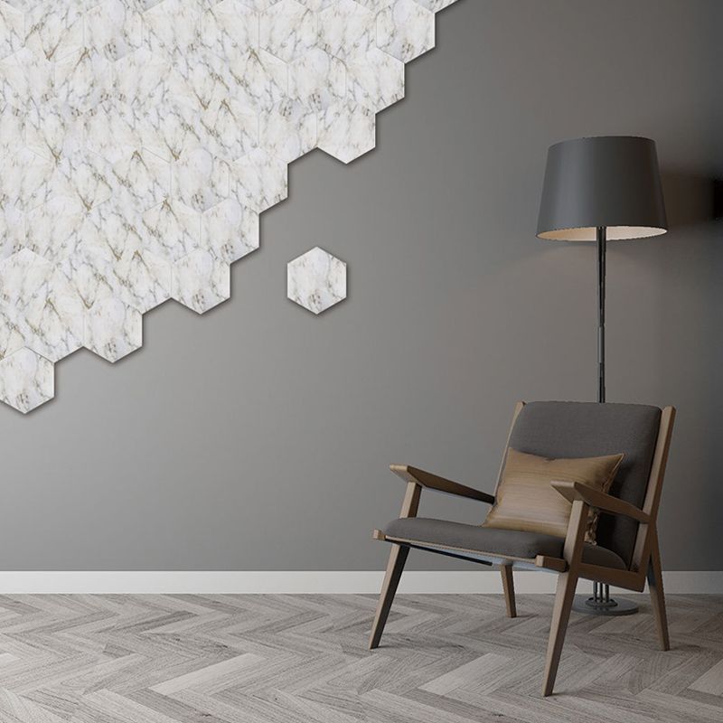 Contemporary Marble Look Wallpaper Panel for Living Room 5-sq ft Wall Art in Grey-White, Removable