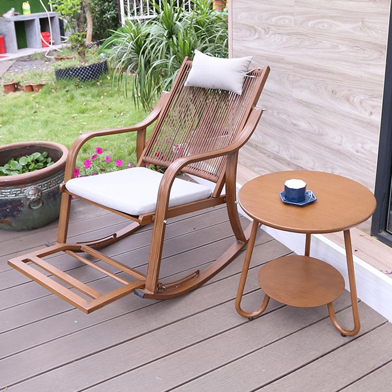 Modern Rocker Wicker Woven Rope with Gray Frame Recliner Chair