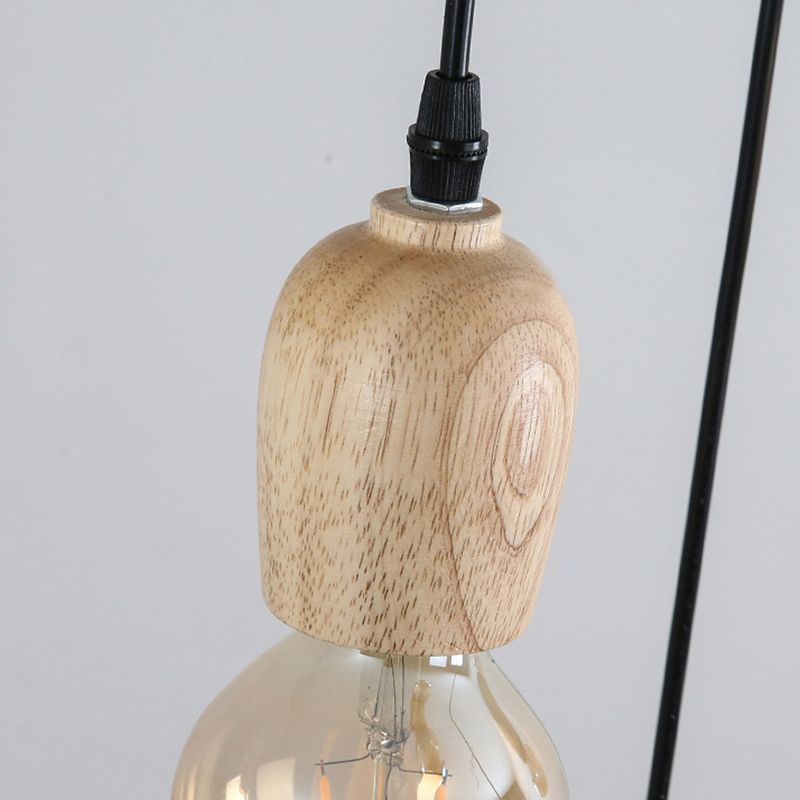 Mini Cluster Pendant Light Minimalist Natural Wood Dining Room Drop Lamp in Beige
