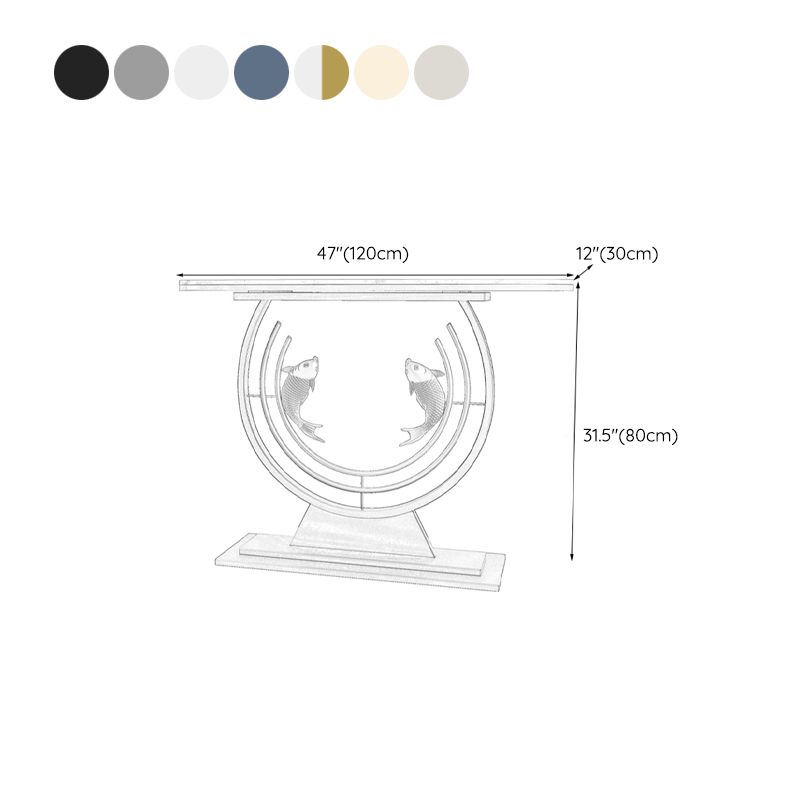 31.5" H Modern Console Accent Table Antique Finish Half Moon Console