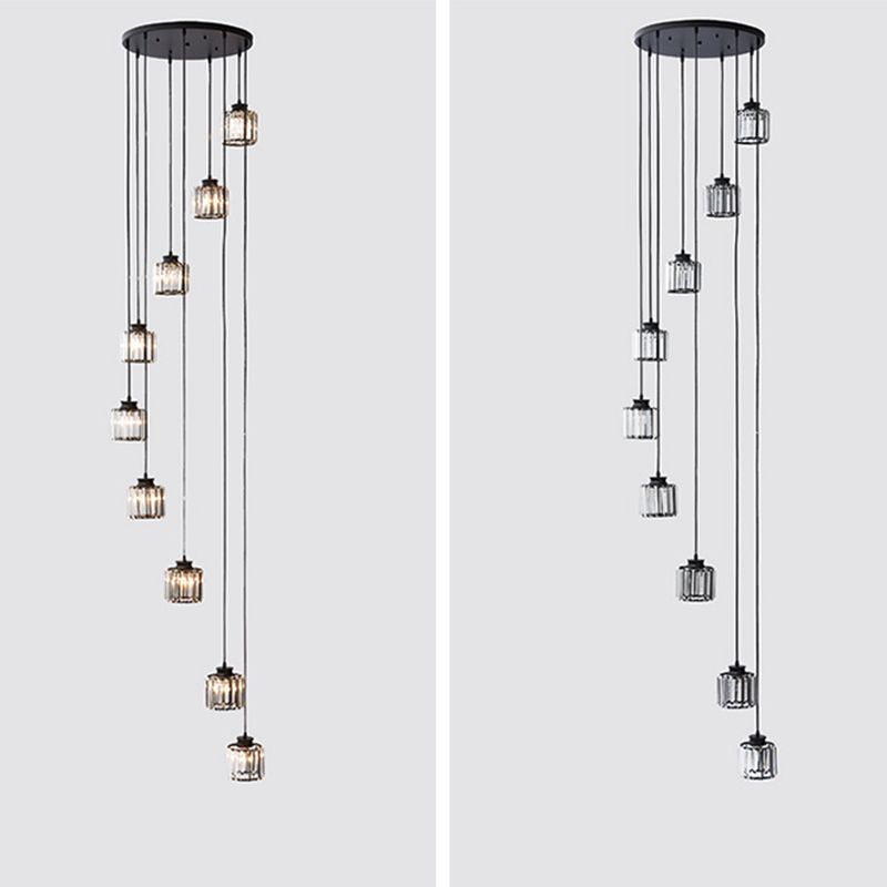 Cilindro colgante de lámparas colgantes colgante de techo de cristal simple moderno para escalera