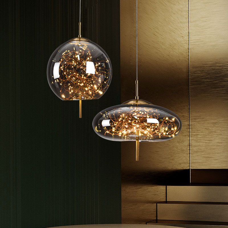 Contemporary Style Simple Pendant Light Fixtures with Glass Shade for Sitting Room Coffee Shop