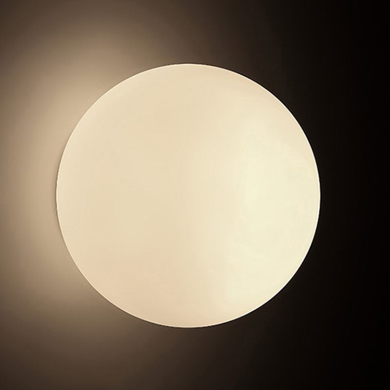White Contemporary Glass Flush Mount 1-Light Spherical Flush Ceiling Light for Bedroom