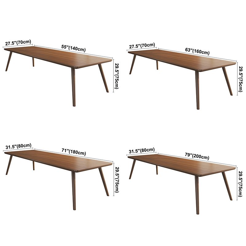 Rectangle Solid Pinewood Brown Tone Dining Table Simplicity 4 Legs Table for Dining Room