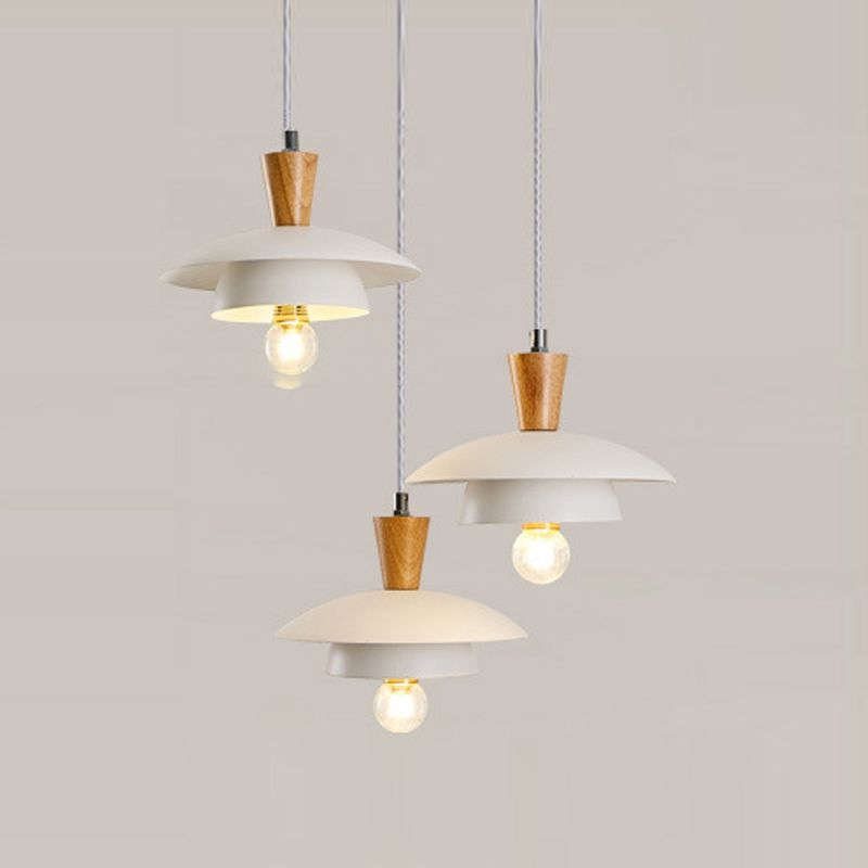 Saucer Pendant Lamp Wooden Nordic Hanging Light Fixture for Dining Room