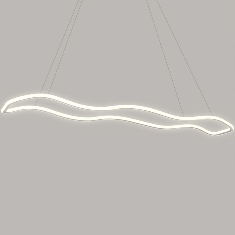 Metal Linear Island Lighting Modern Island Lighting 1 Light Pendant Lighting in White