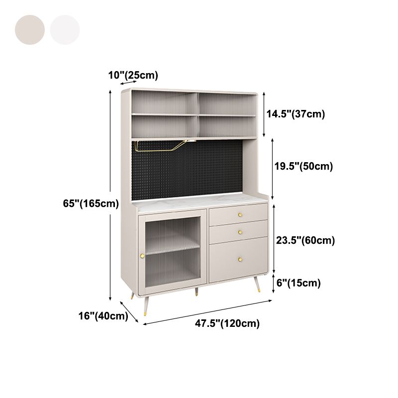 Artificial Wood Living Room Sideboard Cabinet Glam Credenza with Drawers and Storage