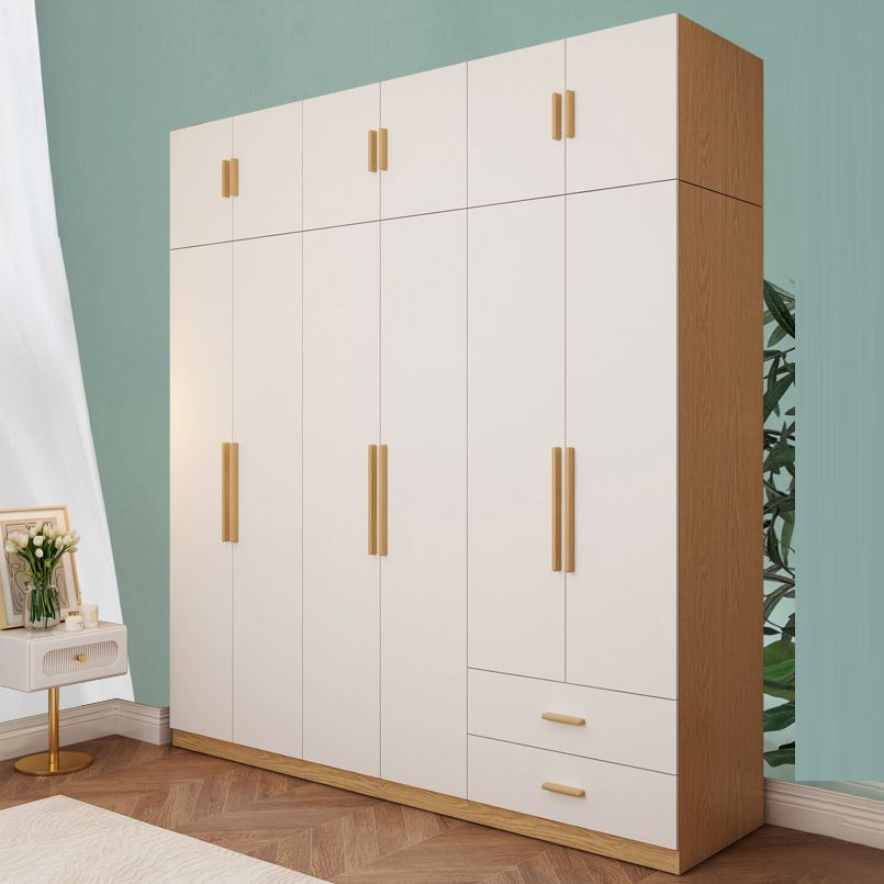 Contemporary Style Wardrobe Wooden Bedroom Closet with Hinged Door