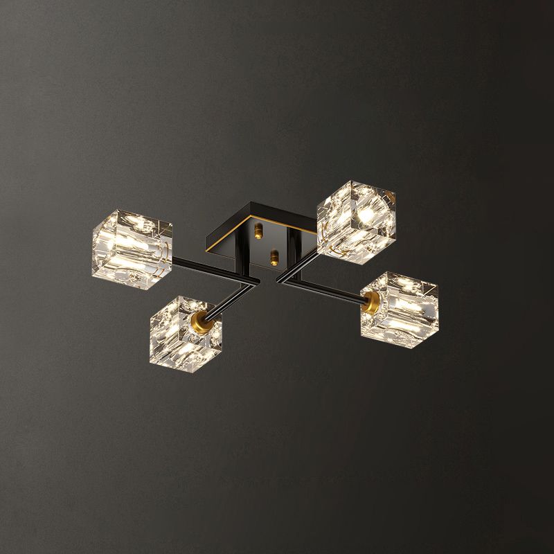 Sputnik Living Room Semi Flush Light Fixture Crystal Modern Semi-Flush Ceiling Light