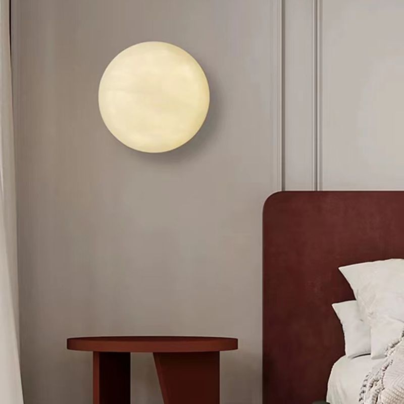 Modernist Wall Sconce Circle Wall Light Fixture with Stone for Bedroom