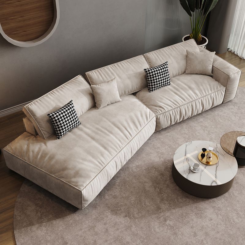 Single Side Armrest with Pillow Back Sofa Bed Cream Cloth Art Sofa
