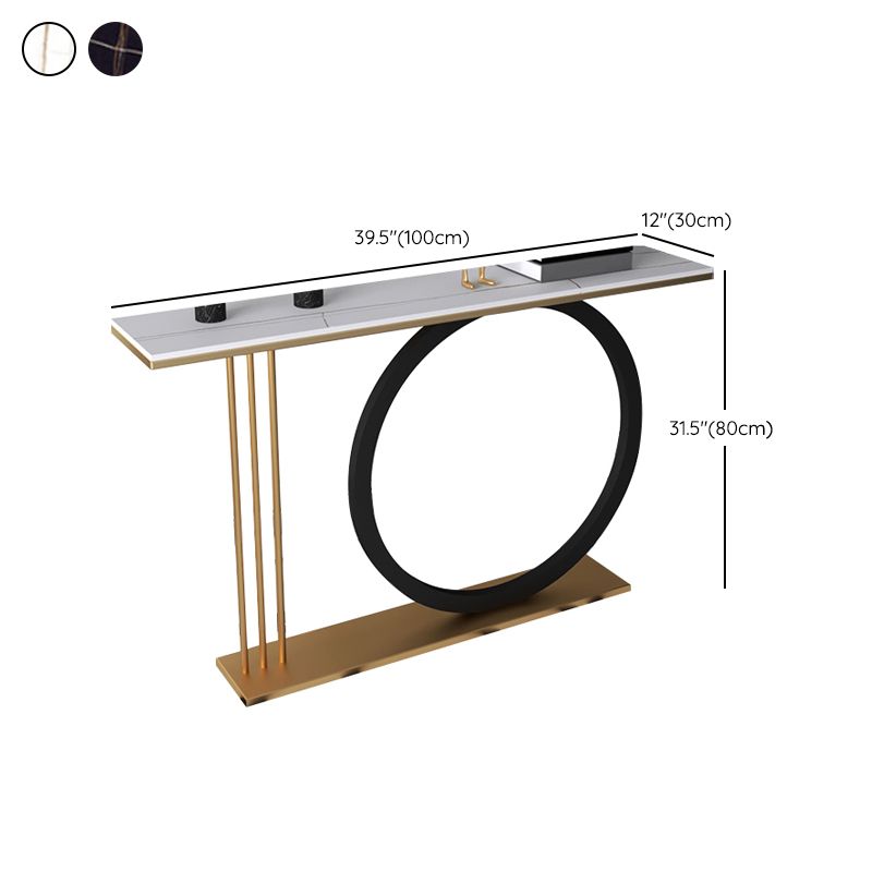 31.5-inch Tall Modern Console Table Stone Accent Table with Shelf