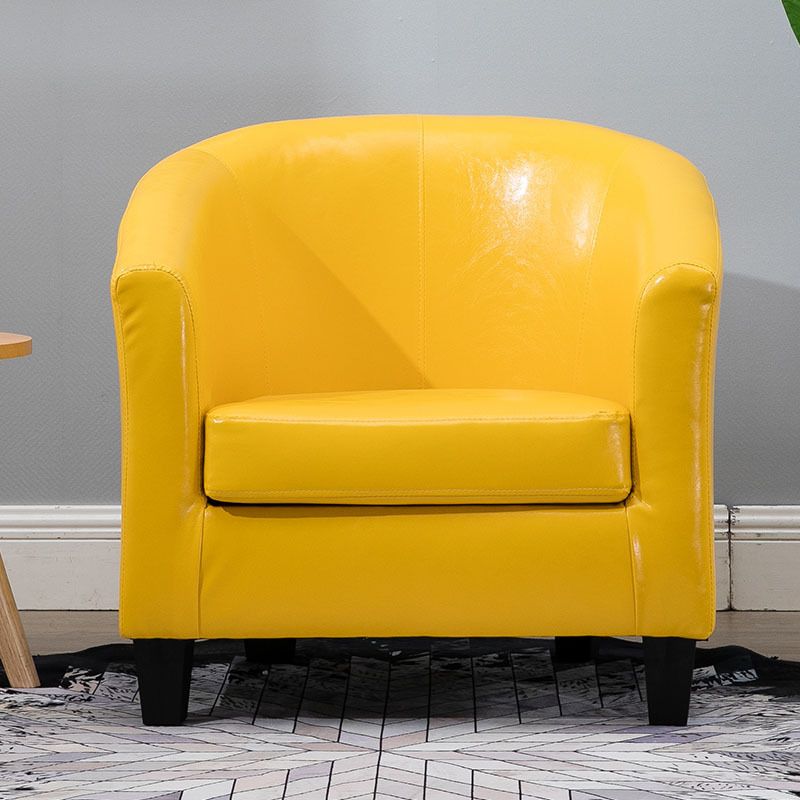 Faux Leather Accent Chair 28.34" L x 28.34" W x 25.59" H Barrel Chair
