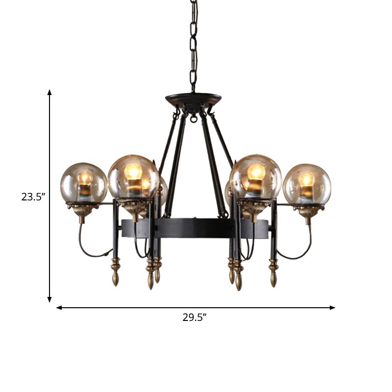 Luz de 6/8 luces lámpara de lámpara de lámpara tradicional lámpara colgante de metal negro para comedor